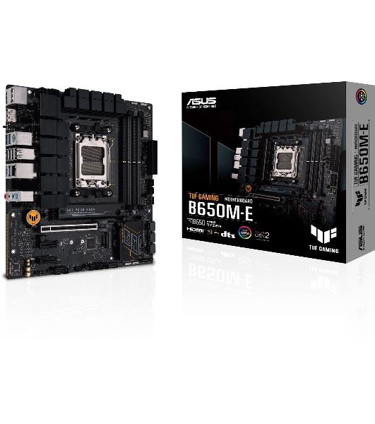 Материнская плата ASUS TUF GAMING B650M-E, AM5, AMD B650, 4xDDR5, 4xSATA, 2xM.2, 1xPCIe 4.0 x16, 2xPCIe x1, 2xDP, 1xHDMI, 1x 2.5Gb LAN, 1xUSB-A 3.2 Gen 2, 2xUSB-A 3.2 Gen 1, 4xUSB 2.0, 1xUSB-C 3.2 Gen 2, 3x3.5 мм, 7.1, mATX