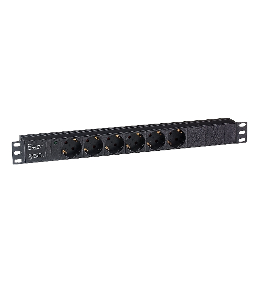 Блок розеток горизонтальный ExeGate ServerPro PDU-19H601 Al-6S-C14, 19', 1U, Алюминий, 6 Schuko, С14, черный
