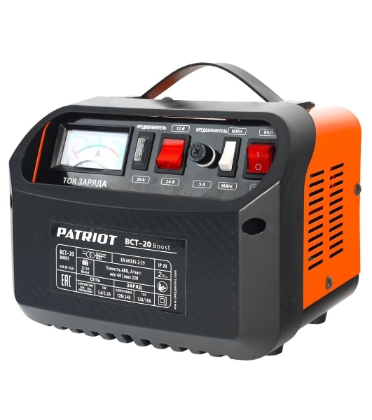Устройство пуско-зарядное PATRIOT BCT-20 Boost 220В±15% 700Вт 12/24В зарядmax18А 48-220А/ч 6.2кг