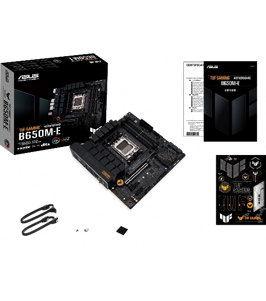 Материнская плата ASUS TUF GAMING B650M-E, AM5, AMD B650, 4xDDR5, 4xSATA, 2xM.2, 1xPCIe 4.0 x16, 2xPCIe x1, 2xDP, 1xHDMI, 1x 2.5Gb LAN, 1xUSB-A 3.2 Gen 2, 2xUSB-A 3.2 Gen 1, 4xUSB 2.0, 1xUSB-C 3.2 Gen 2, 3x3.5 мм, 7.1, mATX