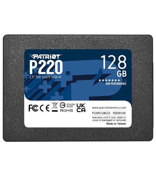 Накопитель SSD Patriot P220, 128Gb, SATA III, 2.5', R/W 550/480