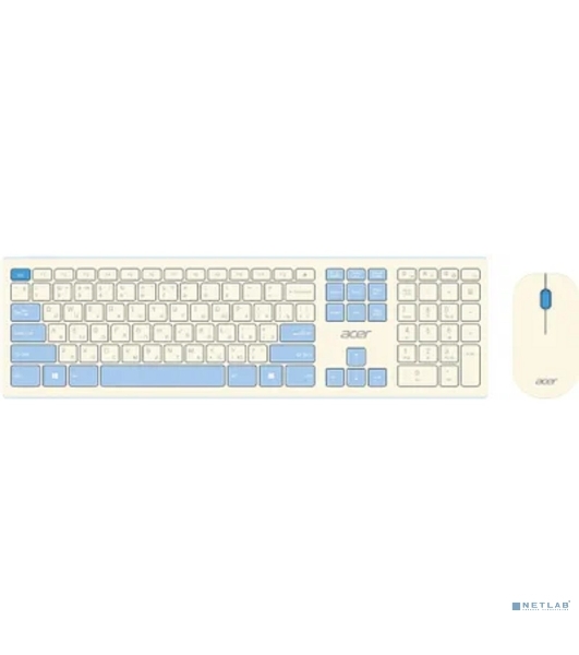 Комплект клавиатура + мышь Acer OCC205 беспроводной USB, 1200 dpi, белый/голубой