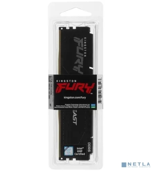 Оперативная память Kingston Fury Beast, DDR5, 32GB (1x32GB), 5200MHz, CL40, DIMM, радиатор, черный