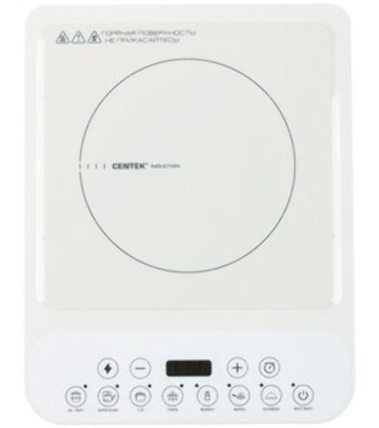 Плита настольная электрическая Centek CT-1517 белый, 2 кВт, индукция, конфорки - 1, стеклокерамика, сенсор