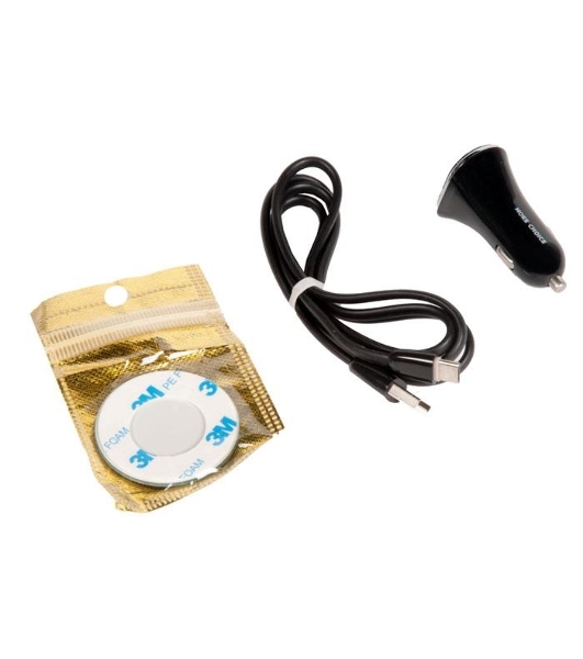 Автомобильная зарядка (от прикуривателя) 2USB 2.4A для Type-C More choice AC22a черный