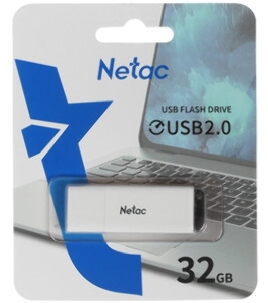 Флешка USB Netac U185 (NT03U185N-032G-20WH), 32Gb, USB 2.0, R/W 25/10, белый/серый