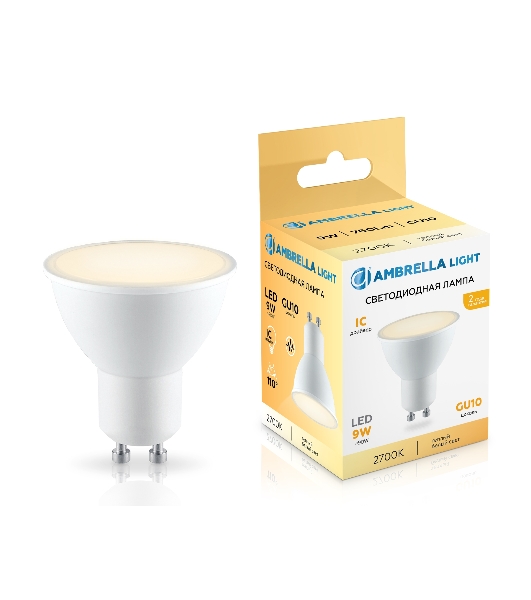Лампа светодиодная Ambrella light 180903 LED MR16 9W IC GU10 2700K 175-265V