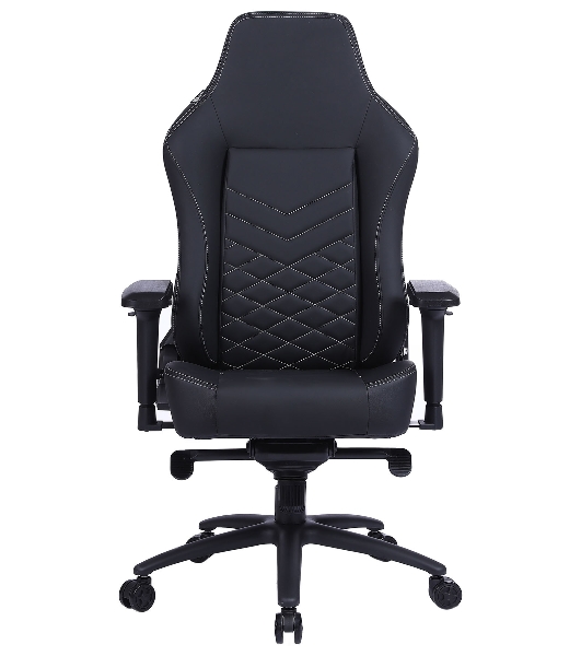 Кресло Cactus CS-CHR-0112BL-M черный, экокожа, 120 кг, подголовник, регулируемые подлокотники, механизм качания