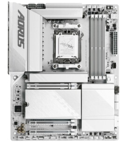 Материнская плата Gigabyte X870E A ELITE WF7 ICE, AM5, AMD X870, 4xDDR5, 4xSATA, 4xM.2, 1xPCIe 5.0 x16, 1xPCIe 4.0 x4, 1xPCIe 3.0 x2, 1xHDMI (v2.1), 2xUSB Type-C, 2xUSB-A 10Gbps, 4xUSB-A 5Gbps, 4xUSB-A 2.0, S/PDIF, 1x2.5Gb LAN, Wi-Fi 7, Bluetooth 5.4, 2x3.5 мм, 7.1, ATX