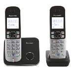 Телефон беспроводной (DECT) Panasonic KX-TG6812RU черный (труб. в компл.:2шт) АОН, фото 1