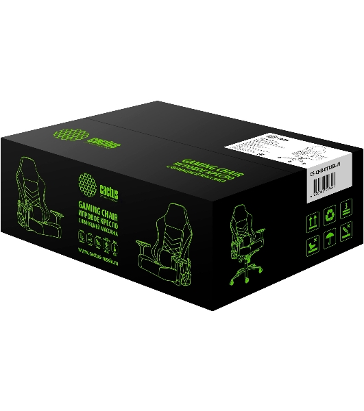 Кресло Cactus CS-CHR-0112BL-M черный, экокожа, 120 кг, подголовник, регулируемые подлокотники, механизм качания