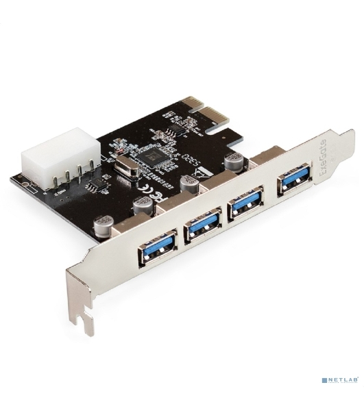 Контроллер ExeGate EXE-314 v2.0 (PCI-E x1 v2.0, 4хUSB 3.0 ext., разъем доп.питания Molex, VIA Labs Chipset VL805)