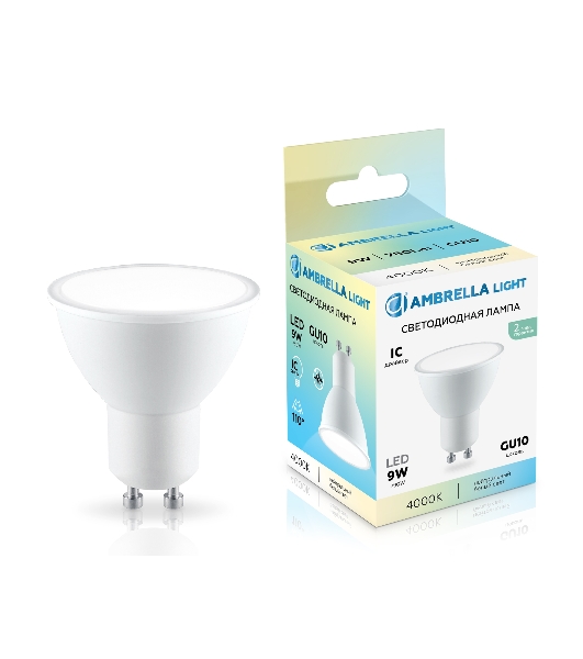 Лампа светодиодная	Ambrella light 180904 LED MR16 9W IC GU10 4000K 175-265V