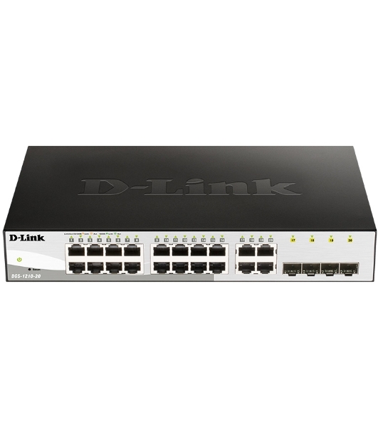 Коммутатор D-Link DGS-1210-20/F1A, 16×1 Гбит/с + 4×1 Гбит/с SFP, настраиваемый