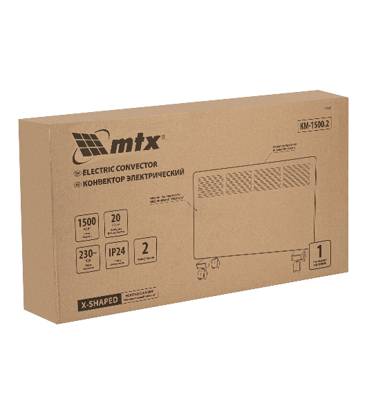 Конвектор электрический MTX КМ-1500.2 белый, 1500 Вт, 20 м2, термостат