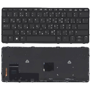 Клавиатура для ноутбука HP EliteBook 720 G1 820 G1 черная с черной рамкой, указателем и подсветкой