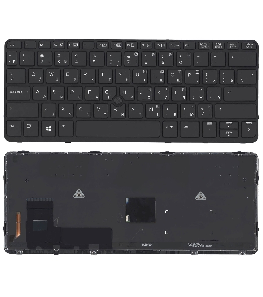 Клавиатура для ноутбука HP EliteBook 720 G1 820 G1 черная с черной рамкой, указателем и подсветкой
