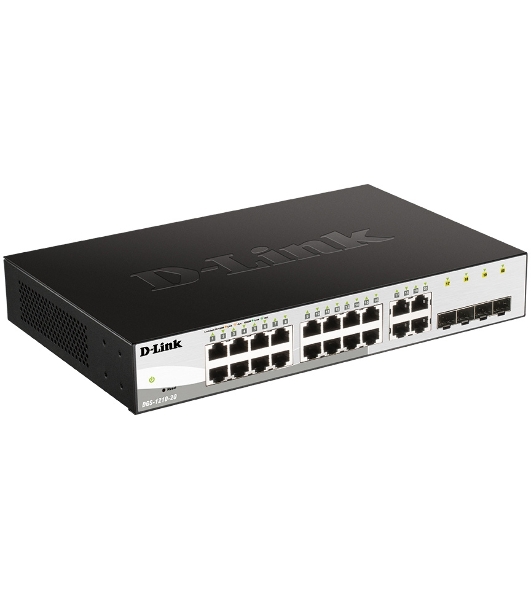 Коммутатор D-Link DGS-1210-20/F1A, 16×1 Гбит/с + 4×1 Гбит/с SFP, настраиваемый