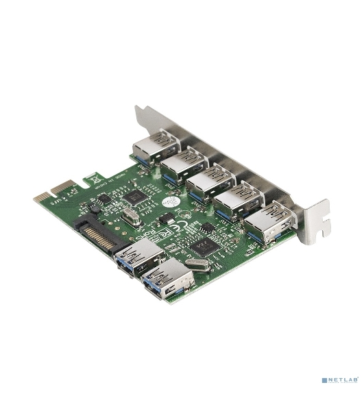 Контроллер ExeGate EXE-317 PCI-E 2.0, 5*USB 3.0 ext + 2*USB 3.0 int, разъем доп.питания (OEM)