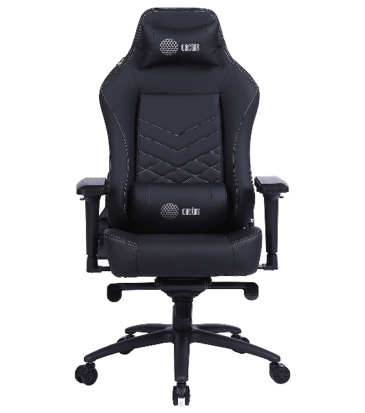 Кресло Cactus CS-CHR-0112BL-M черный, экокожа, 120 кг, подголовник, регулируемые подлокотники, механизм качания