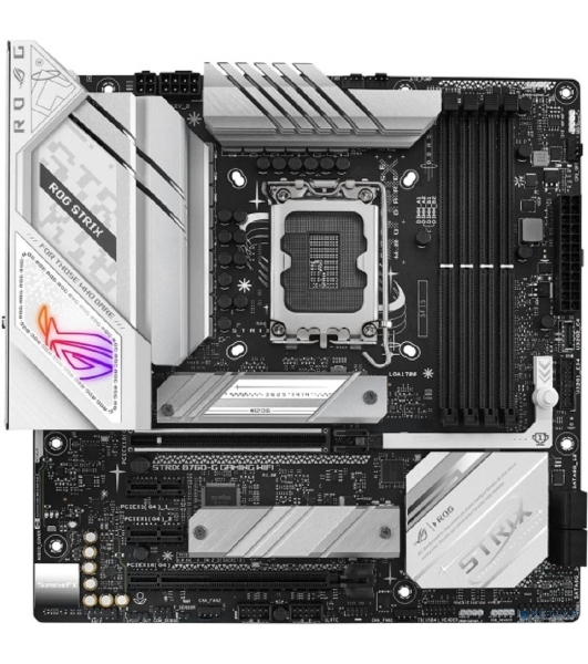 Материнская плата ASUS ROG STRIX B760-G GAMING WIFI, LGA 1700, Intel B760, 4xDDR5, 4xSATA, 2xM.2, 1xPCIe 5.0 x16, 1xPCIe 4.0 x4, 1xHDMI, 1xDP, 1x 2.5Gb LAN, 1xUSB-A 3.2 Gen 2, 2xUSB-A 3.2 Gen 1, 4xUSB-A 2.0, 1xUSB-C 3.2 Gen 1, 1xUSB-C 3.2 Gen 2x2, 5x3.5 мм, 7.1, mATX