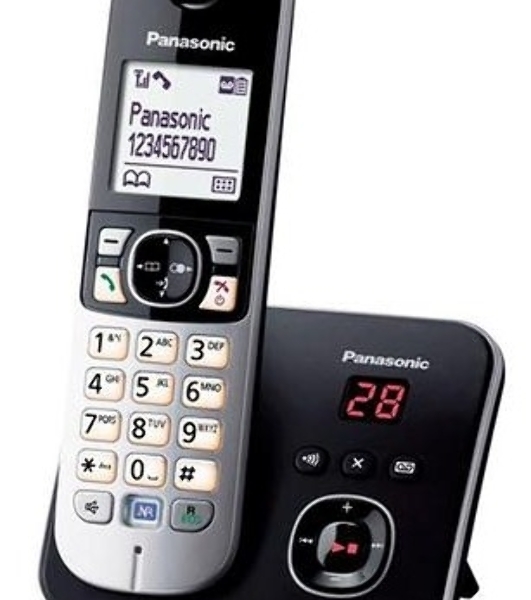 Телефон беспроводной (DECT) Panasonic KX-TG6821RUB черный, автоответчик,определитель номера,телефонный справочник 120 зап.