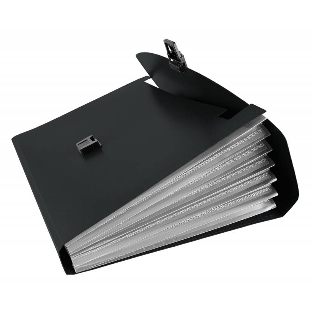 Папка-портфель Бюрократ -BPP13BLCK 13 отделений, A4, пластик, 0.7мм, черный