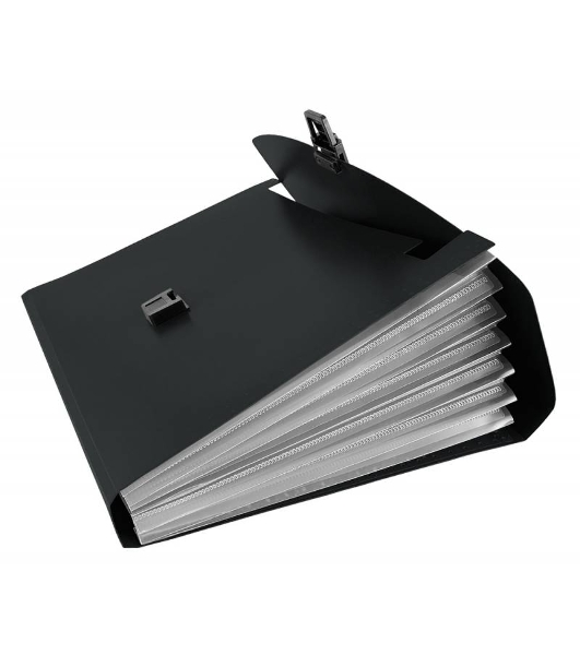 Папка-портфель Бюрократ -BPP13BLCK 13 отделений, A4, пластик, 0.7мм, черный