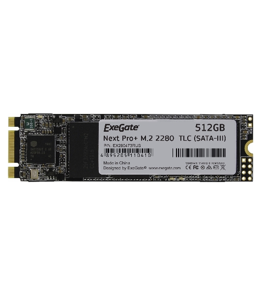 Накопитель SSD ExeGate NextPro+ UV500TS512, 512Gb, M.2 2280, SATA III, R/W 568/500