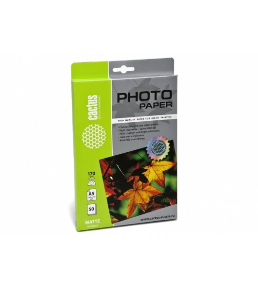 Фотобумага Cactus CS-MA517050 матовая А5 210x148мм 170 г/м2 50 листов