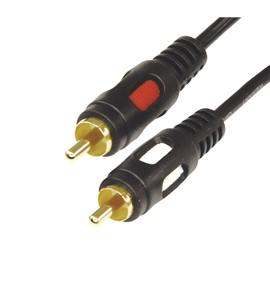 Шнур 2 RCA - 2 RCA, длина 10 метров, черный (GOLD) Rexant