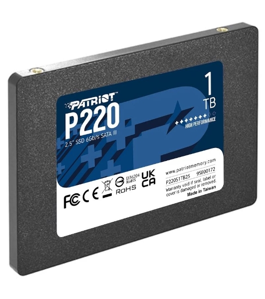 Накопитель SSD Patriot P220, 1Tb, SATA III, 2.5', R/W 550/500