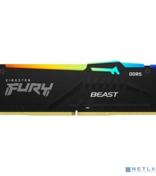 Оперативная память Kingston Fury Beast, DDR5, 8GB (1x8GB), 5600MHz, CL40, DIMM, с радиатором, RGB, черный