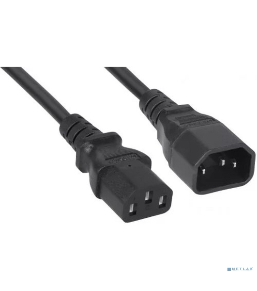 Кабель питания Filum ПВС-АП 3x1.0 С13 - C14, 220/250В, 10А, чёрный, 1м
