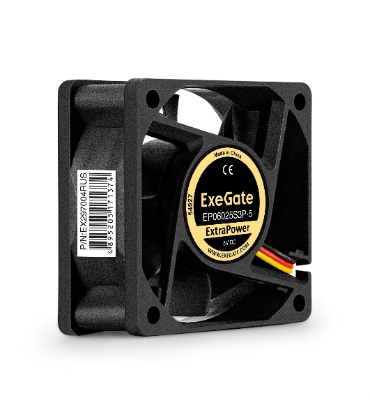Вентилятор для корпуса ExeGate ExtraPower EP06025S3P-5 черный, 60 мм, 4800 об/мин, 33.5 дБ, 3 pin