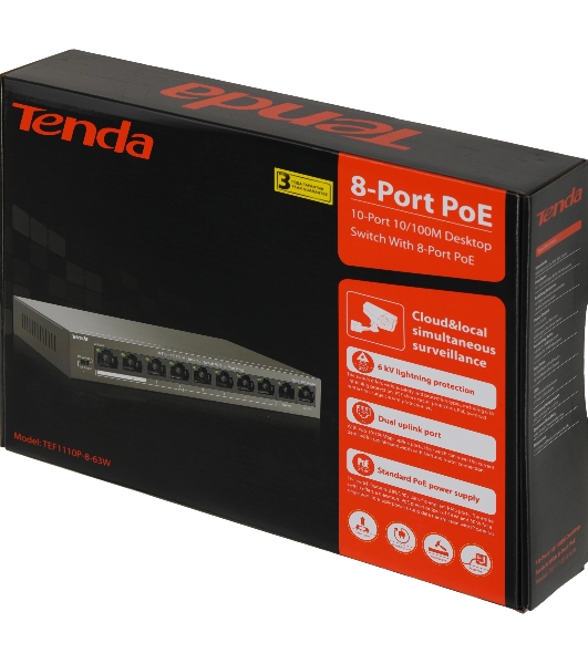 Коммутатор Tenda TEF1110P-8-63W
