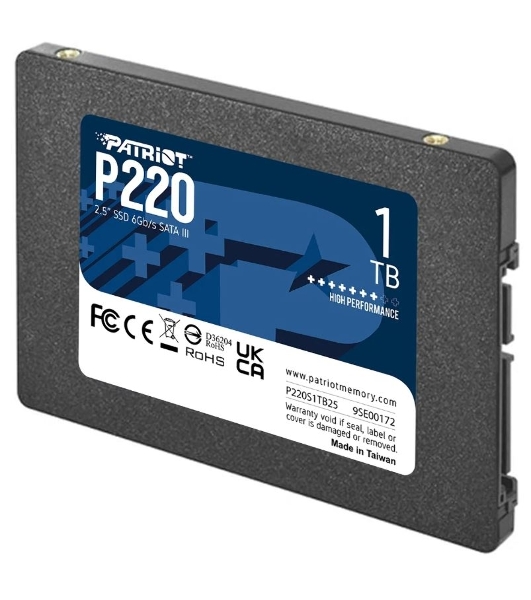 Накопитель SSD Patriot P220, 1Tb, SATA III, 2.5', R/W 550/500