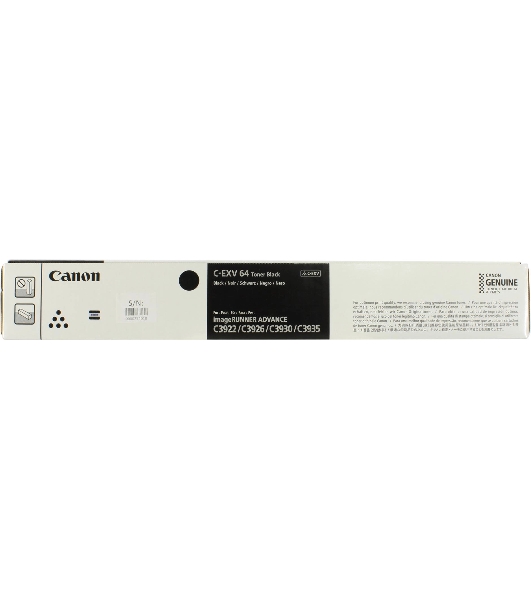 Тонер Canon C-EXV64BK 5753C002 черный туба 950гр. для копира imageRunner Advance DX C3922i/C3926i/C3930i/C3935i, (ISO 38000 стр)