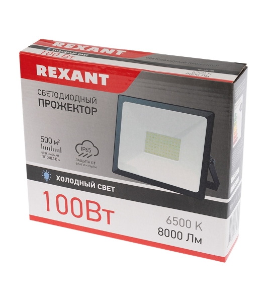 Прожектор светодиодный Rexant 605-005 100 Вт 200–260В IP65 8000 лм 6500 K холодный свет