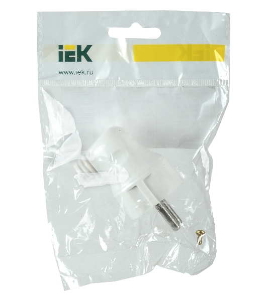 Вилка IEK EVP11-16-01-K01 ВПу11-01-Ст разборная угловая с з/к 16А белая