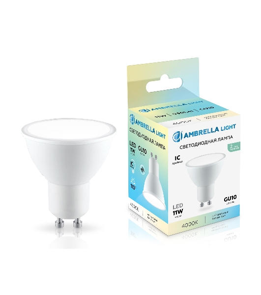 Лампа светодиодная	Ambrella light 181104 LED MR16 11W IC GU10 4000K 175-265V