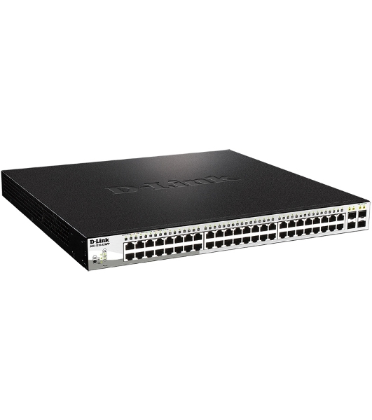 Коммутатор D-Link DGS-1210-52MPP/E2A, 48×1 Гбит/с + 4×1 Гбит/с SFP, настраиваемый