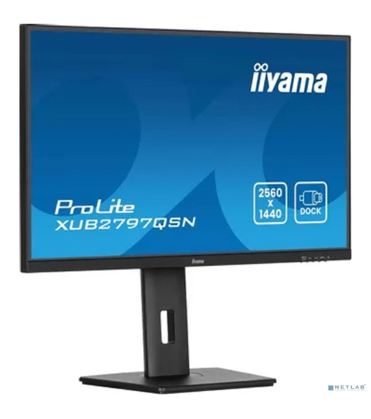 Монитор 27' Iiyama ProLite XUB2797QSN-B2 IPS 2560x1440, 100 Гц, 1 мс, 16:9, 300 кд/м², HDMI 2.0, DP 1.4, 3.5 Jack, USB-C (65 Вт), USB Hub (3x USB 3.0), Ethernet, динамики (2x2 Вт), Adaptive-Sync, черный