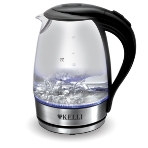 Чайник электрический Kelli KL-1462 стекло(Объем 1.7л. 1850-2200Вт. Термостойкое боросиликатное стекло, внутр. подсветка. Автомат. отключение Шкала уровня воды. Защита чайника от включения без воды. Поворот корпуса на 360°. Закрытый нагреват. элемент.), фото2
