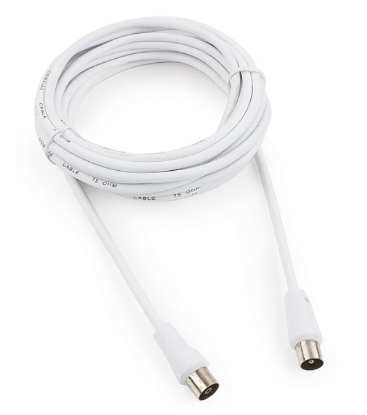 Кабель телевизионный Cablexpert, CCV-515-W-5M, Coaxial M/F, белый, 5м