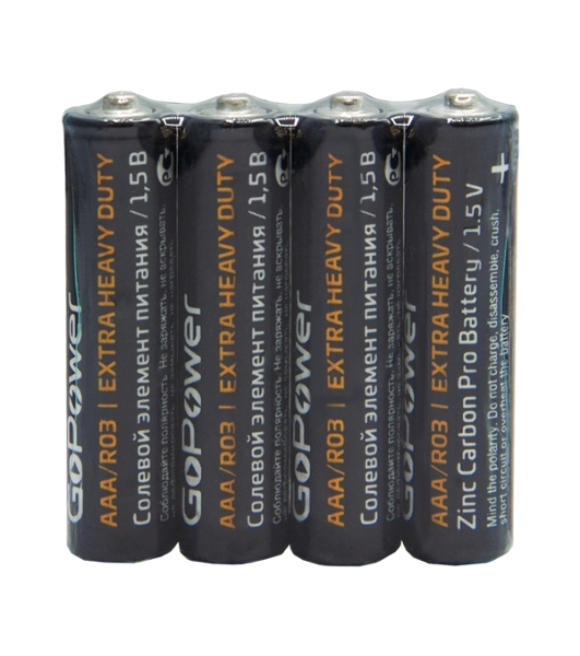 Батарейка GoPower R03 AAA Shrink 4 Heavy Duty 1.5V (4/60/1200)