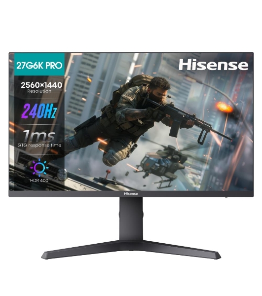 Монитор 27' Hisense 27G6K-PRO IPS 2560x1440, 240 Гц, 1 мс, 16:9, 400 кд/м2, 2хHDMI, 1хDP, черный
