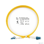 Комм. шнур оптический Cabeus Tight Buffer, Duplex LC/LC, OS2 9/125, LSZH, 1м, Ø 3мм, синий хвостовик, желтый, фото 1