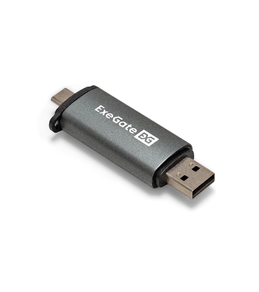 Кард-ридер ExeGate CR-201CA/серый/SDXC/SDHC/SD/microSDXC/microSDHC/microSD/USB Type-A/Type-C/алюминий