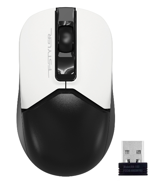 Мышь беспроводная A4Tech Fstyler FG12 белый/черный, 1200 dpi, радиоканал, USB, кнопки - 3
